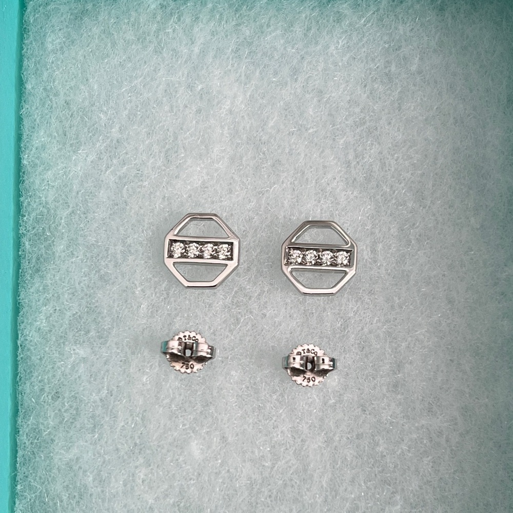 Tiffany & Co.‎ white gold  octagon Earrings with diamonds